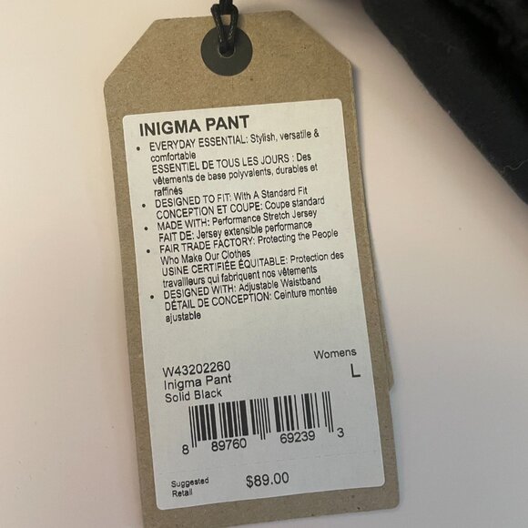 NEW Prana Black Inigma Pants Joggers L - Picture 5 of 5